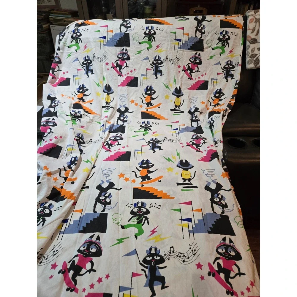 Unbranded Cartoon Skater‎ Cat Twin Duvet Cover Multicolor Retro 90s Style Good